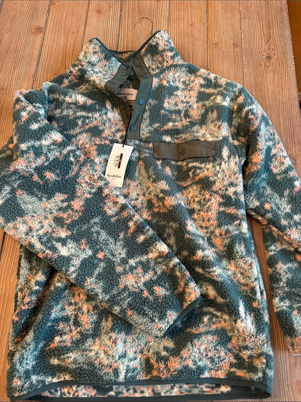 Goodfellow & Co Teal and Pink Sherpa Pullover Jacket